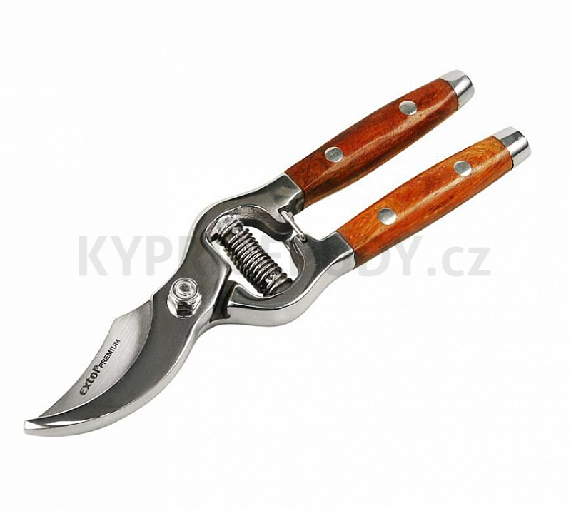 Nůžky zahradnické s dřevěnou rukojetí, NEREZ čelisti, 210mm, EXTOL PREMIUM