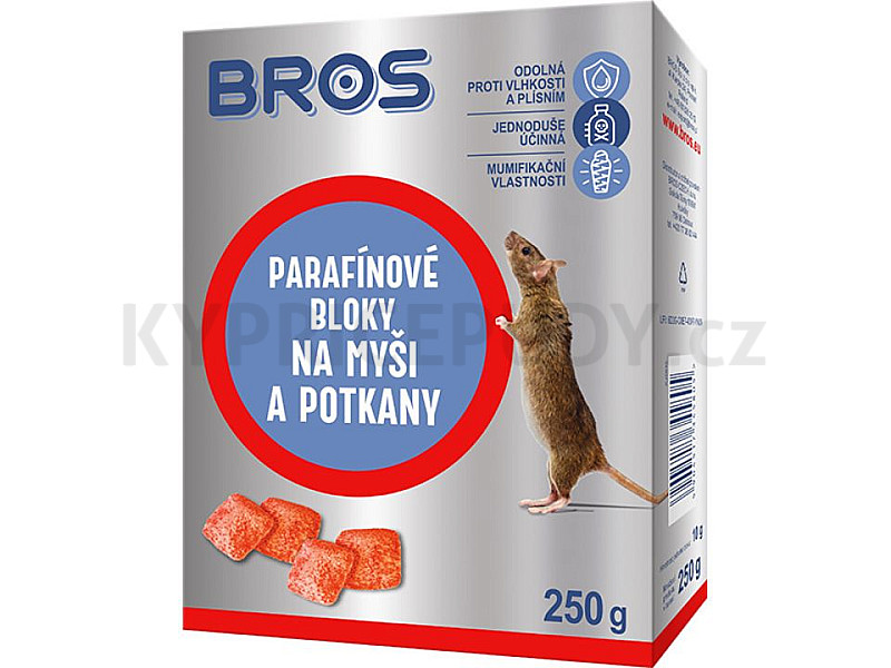 Bros - parafinové bloky na myši, krysy a potkany 250 g