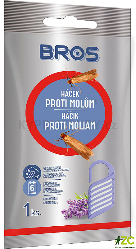 Bros - závěsný háček proti šatním molům s vůní levandule